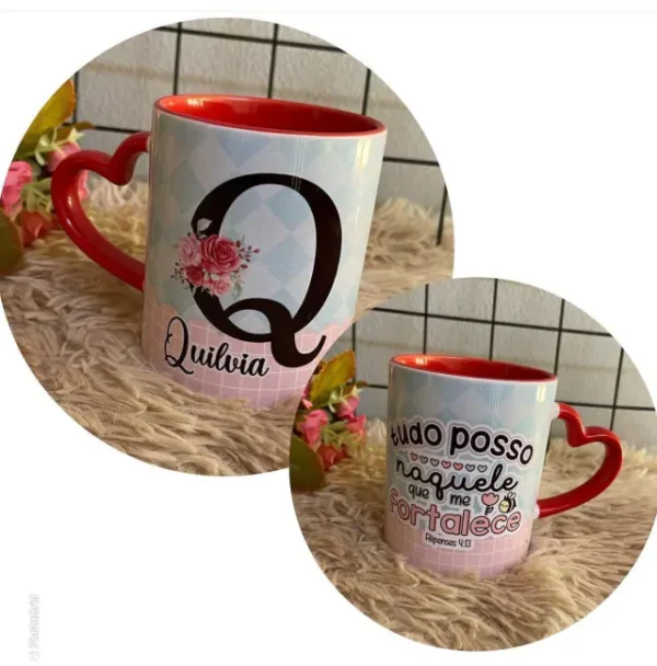 CANECA CERÂMICA COLORIDA FRASE E NOME - Imagem 2